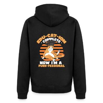 Funny Graduation Cat - Unisex Premium Organic Zip Hoodie - black - Back - Nico (187cm)