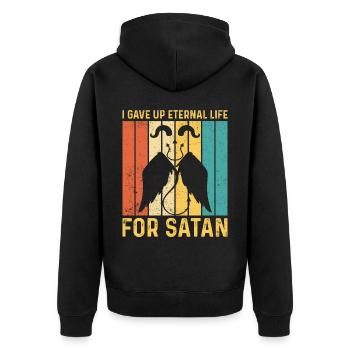 Lustiger Ex-Mormone LDS Exmo - Unisex Premium Bio Zip Hoodie - Schwarz - Hinten - Nico (187cm)