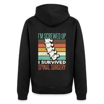 Spinal Surgery Funny Back Spinal Fusion - Unisex Premium Organic Zip Hoodie - black - Back - Nico (187cm)
