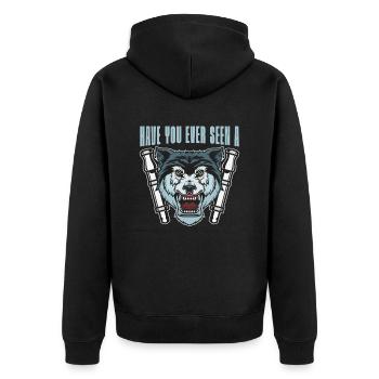 Wolf Großartig - Unisex Premium Bio Zip Hoodie - Schwarz - Hinten - Nico (187cm)