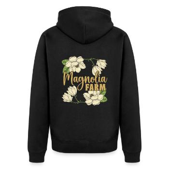 Farmer Farmer Great Magnolia Farms - Unisex Premium Organic Zip Hoodie - black - Back - Nico (187cm)
