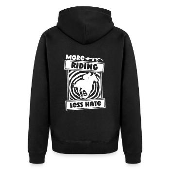 Horse Equestrian Driver Endurance Riding - Unisex Premium Organic Zip Hoodie - black - Back - Nico (187cm)