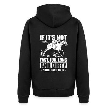 Horse Equestrian Funny Endurance Riding - Unisex Premium Organic Zip Hoodie - black - Back - Nico (187cm)