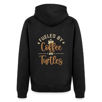 Fueled by Coffee and Turtles Giant tortoise - Unisex Premium Organic Zip Hoodie - black - Back - Nico (187cm)