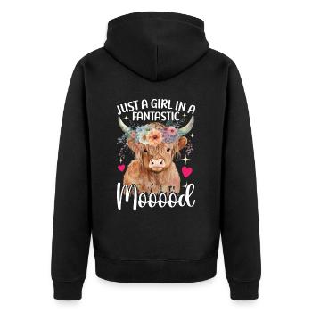 Vache des Highlands Hochlandkuh - Veste à capuche bio Premium Unisexe - noir - Dos - Nico (187cm)