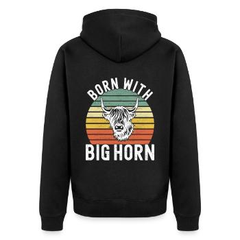 Vache des Highlands Hochlandkuh - Veste à capuche bio Premium Unisexe - noir - Dos - Nico (187cm)