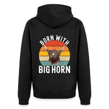Vache des Highlands Hochlandkuh - Veste à capuche bio Premium Unisexe - noir - Dos - Nico (187cm)