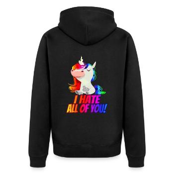I hate you all! - Middle finger rainbow - Unisex Premium Organic Zip Hoodie - black - Back - Nico (187cm)