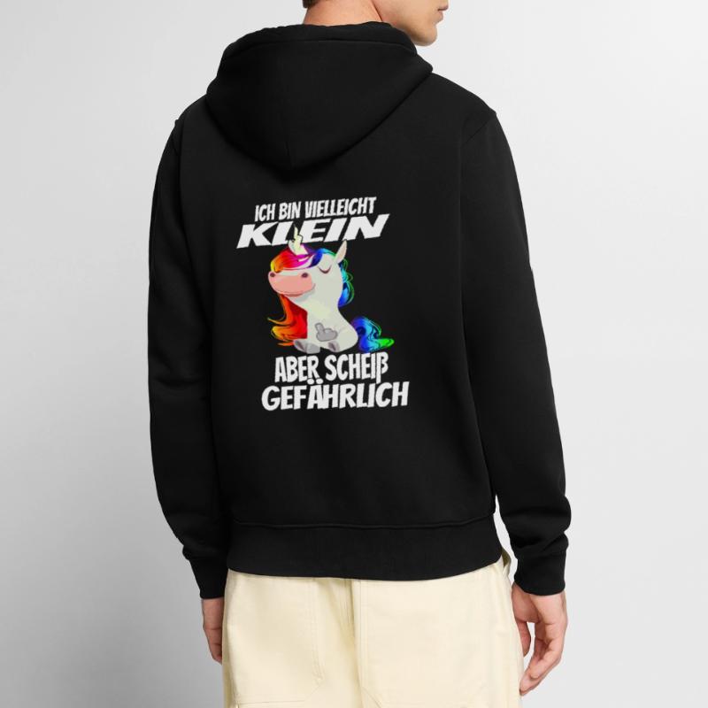 vielleicht klein aber Scheiß Gefährlich Einhorn Unisex Premium Bio Zip Hoodie