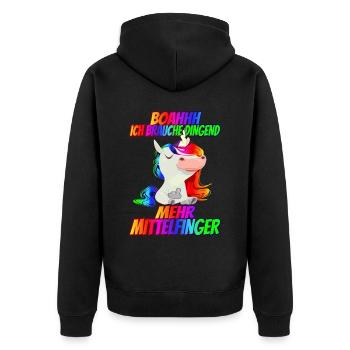 Ich brauche dringend mehr Mittelfinger Regenbogen - Unisex Premium Bio Zip Hoodie - Schwarz - Hinten - Nico (187cm)