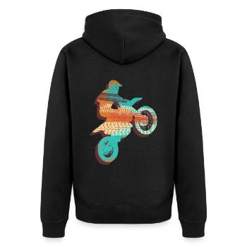 Motocross Motorrad Biker Bike - Unisex Premium Bio Zip Hoodie - Schwarz - Hinten - Nico (187cm)