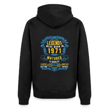 Les légendes sont nées en 1971 Anniversaire - Veste à capuche bio Premium Unisexe - noir - Dos - Nico (187cm)