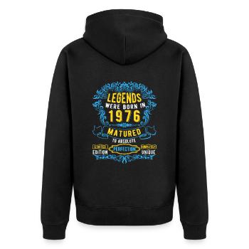 Les légendes sont nées en 1976 Anniversaire - Veste à capuche bio Premium Unisexe - noir - Dos - Nico (187cm)