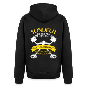 Sondeln lustig Metalldetektor Sondler - Unisex Premium Bio Zip Hoodie - Schwarz - Hinten - Nico (187cm)