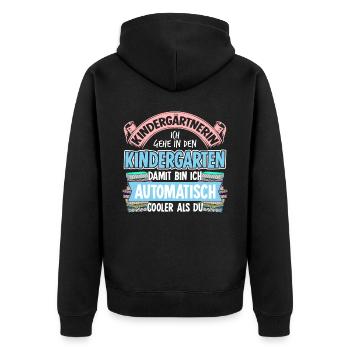 Kindergarten Kita Kindergärtnerin - Unisex Premium Bio Zip Hoodie - Schwarz - Hinten - Nico (187cm)