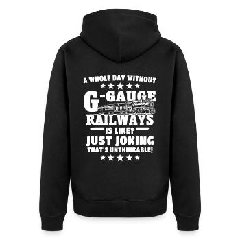 Spur G Modelleisenbahn Gartenbahn - Unisex Premium Bio Zip Hoodie - Schwarz - Hinten - Nico (187cm)