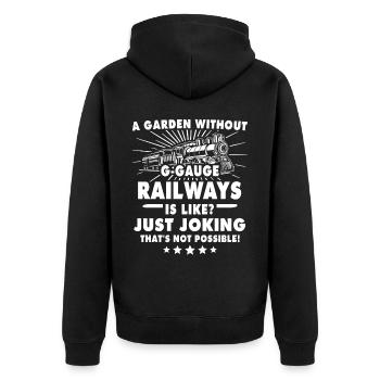 Spur G Modelleisenbahn Gartenbahn - Unisex Premium Bio Zip Hoodie - Schwarz - Hinten - Nico (187cm)