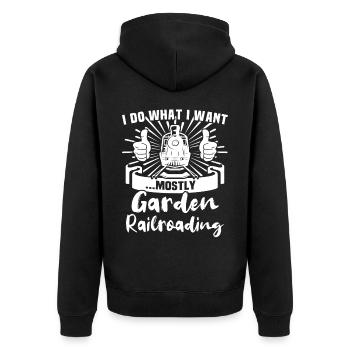 Spur G Modelleisenbahn Gartenbahn - Unisex Premium Bio Zip Hoodie - Schwarz - Hinten - Nico (187cm)