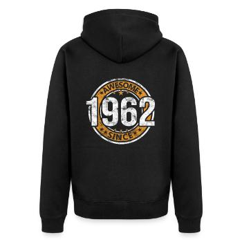 Awesome Since 1962 Retro Vintage Geburtstag - Unisex Premium Bio Zip Hoodie - Schwarz - Hinten - Nico (187cm)