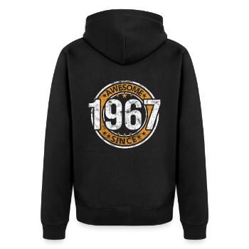 Awesome Since 1967 Retro Vintage Birthday - Unisex Premium Organic Zip Hoodie - black - Back - Nico (187cm)