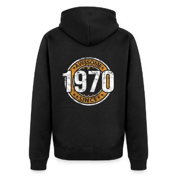 Awesome Since 1970 Retro Vintage Geburtstag - Unisex Premium Bio Zip Hoodie - Schwarz - Hinten - Nico (187cm)