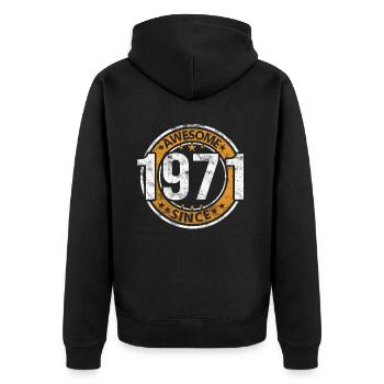 Awesome Since 1971 Retro Vintage Birthday - Unisex Premium Organic Zip Hoodie - black - Back - Nico (187cm)