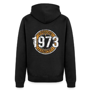 Awesome Since 1973 Retro Vintage Geburtstag - Unisex Premium Bio Zip Hoodie - Schwarz - Hinten - Nico (187cm)