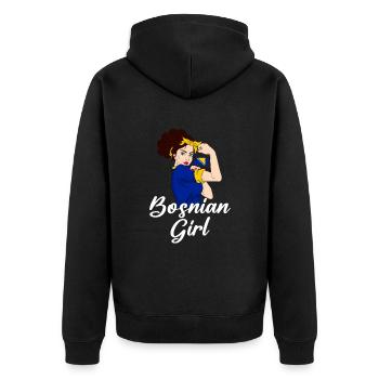 Bosnia Herzegovina - Unisex Premium Bio Zip Hoodie - Schwarz - Hinten - Nico (187cm)