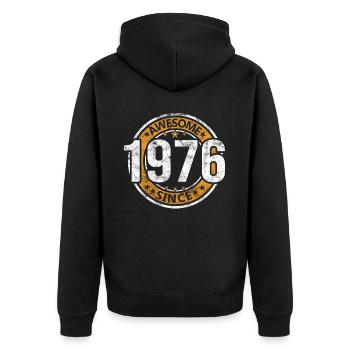 Awesome Since 1976 Retro Vintage Birthday - Unisex Premium Organic Zip Hoodie - black - Back - Nico (187cm)