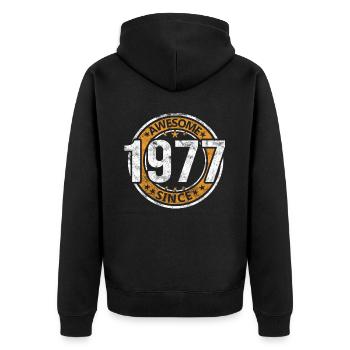 Awesome Since 1977 Retro Vintage Birthday - Unisex Premium Organic Zip Hoodie - black - Back - Nico (187cm)
