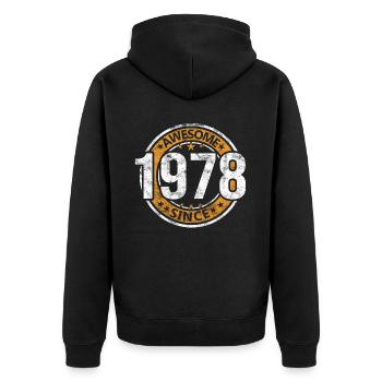 Awesome Since 1978 Retro Vintage Birthday - Unisex Premium Organic Zip Hoodie - black - Back - Nico (187cm)