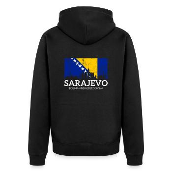 Bosnia Herzegovina - Unisex Premium Bio Zip Hoodie - Schwarz - Hinten - Nico (187cm)