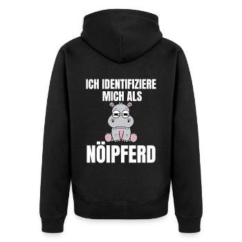 Gelangweiltes Nilpferd / Nölpferd / Keinen Bock - Unisex Premium Bio Zip Hoodie - Schwarz - Hinten - Nico (187cm)