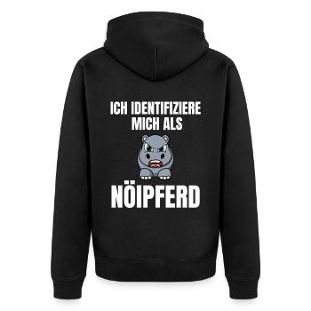 Gelangweiltes Nilpferd / Nölpferd / Keinen Bock - Unisex Premium Bio Zip Hoodie - Schwarz - Hinten - Nico (187cm)