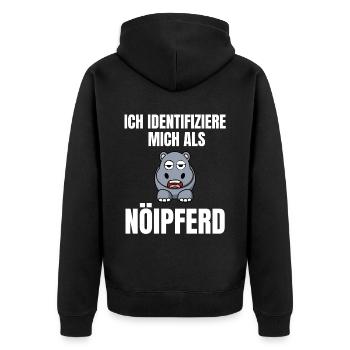 Gelangweiltes Nilpferd / Nölpferd / Keinen Bock - Unisex Premium Bio Zip Hoodie - Schwarz - Hinten - Nico (187cm)