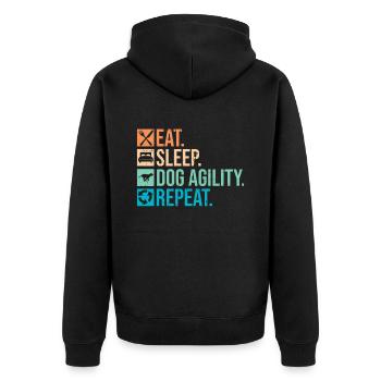 Hund Agility Design Für Hundebesitzer Trainer - Unisex Premium Bio Zip Hoodie - Schwarz - Hinten - Nico (187cm)