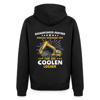 Baggerfahrer Bagger - Unisex Premium Bio Zip Hoodie - Schwarz - Hinten - Nico (187cm)