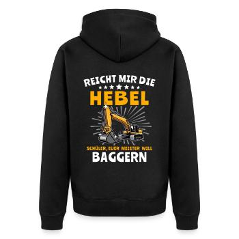 Baggerfahrer Bagger - Unisex Premium Bio Zip Hoodie - Schwarz - Hinten - Nico (187cm)