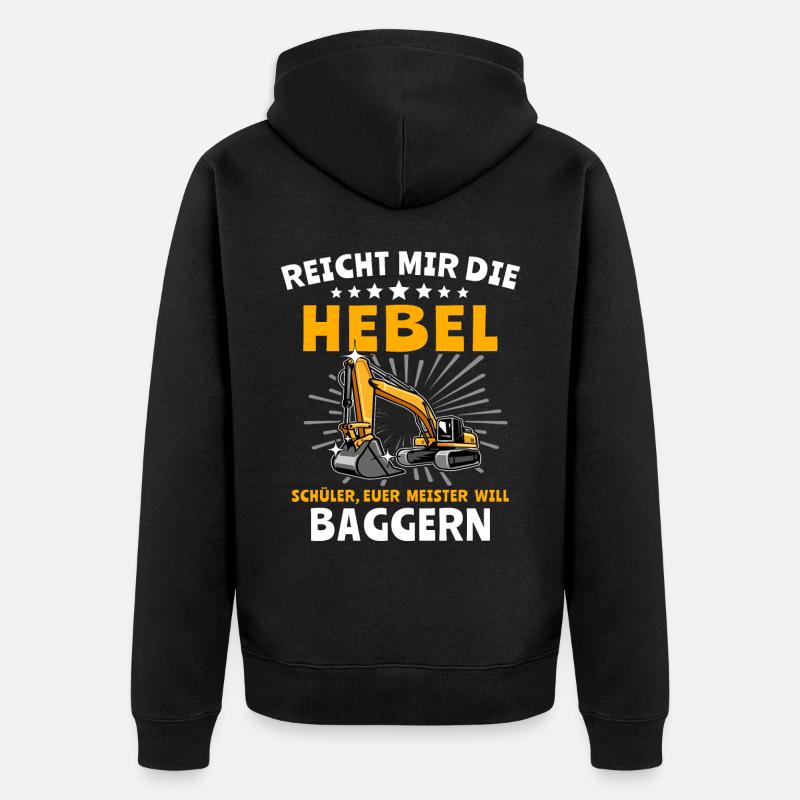 Baggerfahrer Bagger - Unisex Premium Bio Zip Hoodie - Schwarz