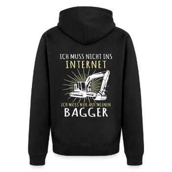 Baggerfahrer Bagger - Unisex Premium Bio Zip Hoodie - Schwarz - Hinten - Nico (187cm)