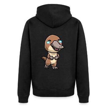 Kawaii Schnabeltier Emoticon - Unisex Premium Bio Zip Hoodie - Schwarz - Hinten - Nico (187cm)