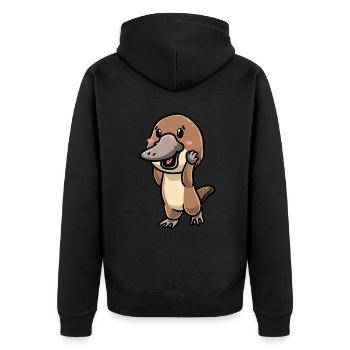 Kawaii Platypus Emoticon - Unisex Premium Organic Zip Hoodie - black - Back - Nico (187cm)