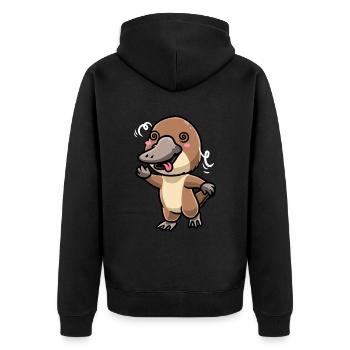 Kawaii Platypus Emoticon - Unisex Premium Organic Zip Hoodie - black - Back - Nico (187cm)