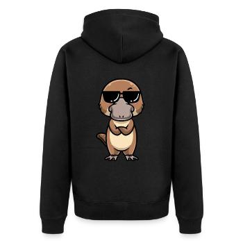 Kawaii Platypus Emoticon - Unisex Premium Organic Zip Hoodie - black - Back - Nico (187cm)
