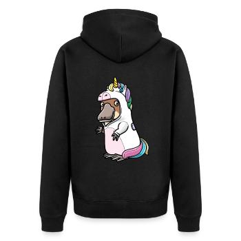 Platypus in unicorn costume Platypuses - Unisex Premium Organic Zip Hoodie - black - Back - Nico (187cm)