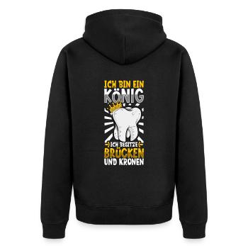 Ich bin ein König - Zahnpflege - Unisex Premium Bio Zip Hoodie - Schwarz - Hinten - Nico (187cm)