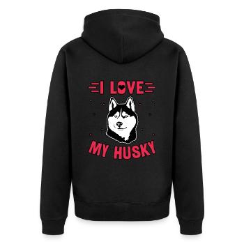 J’aime mon husky - Veste à capuche bio Premium Unisexe - noir - Dos - Nico (187cm)