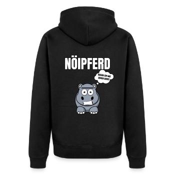 Gelangweiltes Nilpferd / Nölpferd / Keinen Bock - Unisex Premium Bio Zip Hoodie - Schwarz - Hinten - Nico (187cm)