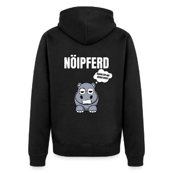 Gelangweiltes Nilpferd / Nölpferd / Keinen Bock - Unisex Premium Bio Zip Hoodie - Schwarz - Hinten - Nico (187cm)