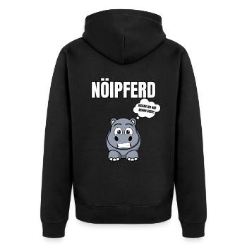 Gelangweiltes Nilpferd / Nölpferd / Keinen Bock - Unisex Premium Bio Zip Hoodie - Schwarz - Hinten - Nico (187cm)